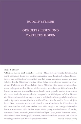 Okkultes Lesen und okkultes Hören: Elf Vorträge, Dornach und Basel 1914 (Rudolf Steiner Gesamtausgabe: Schriften und Vorträge)